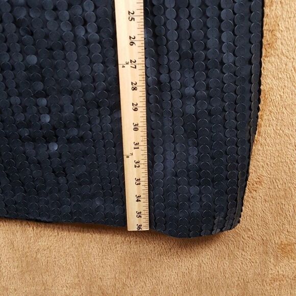 AIDAN MATTOX Dress Womens Size 12 Black Sleeveless Sequins Bottom Draped Blouson - Picture 6 of 7